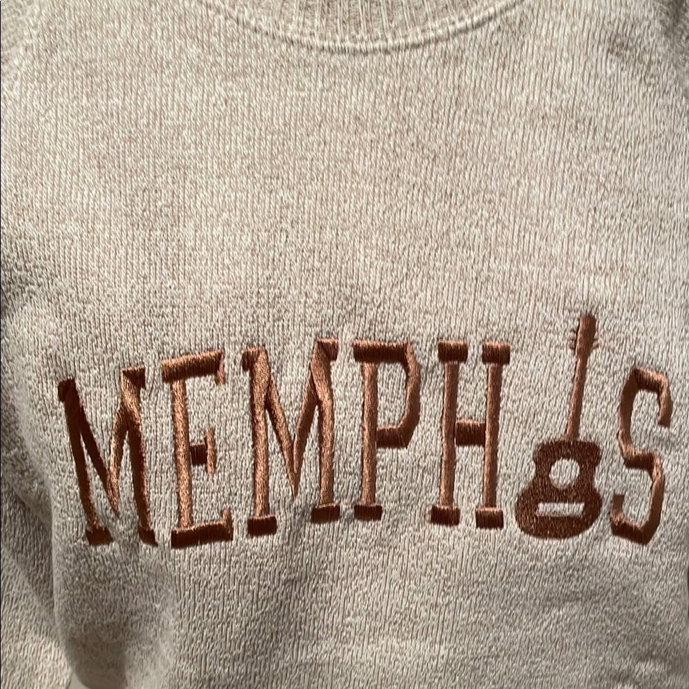 Cream Crew Neck Sweater with Collegiate Style - Picture 3 of 8